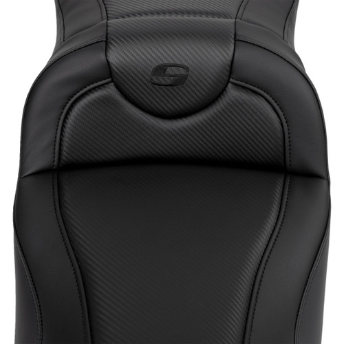 Saddlemen #808-07B-18600 - Roadsofa™ Extended Reach Seat - Carbon Fiber - Black Stitch - without Backrest - FL '08-'24