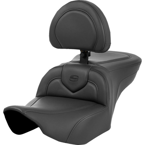 Saddlemen #823-07-187BR - Roadsofa™ Seat - with Backrest - Black Stitching - FL '23-'24