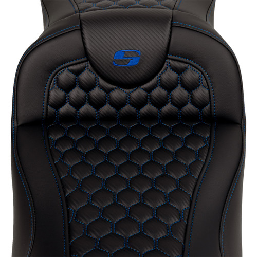 Saddlemen #808-07B-19001 - RoadSofa™ Seat - Honeycomb - Blue Stitch - Extended Reach - without Backrest - FLH/FLT '08-'24