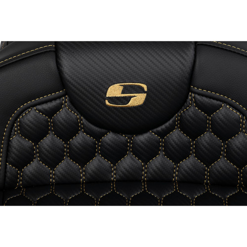 Saddlemen #808-07B-19007 - RoadSofa™ Seat - Honeycomb - Gold Stitch - Extended Reach - without Backrest - FLH/FLT '08-'24