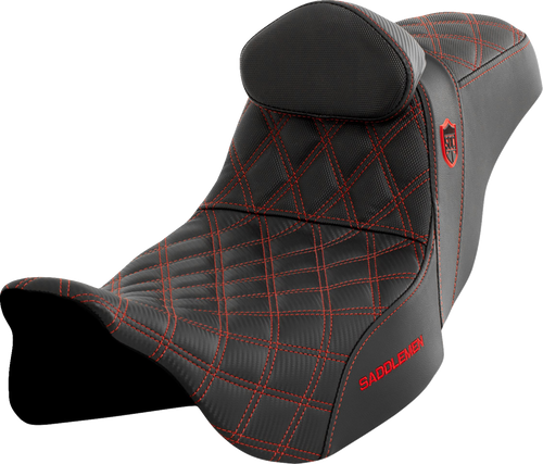 Saddlemen Pro Series SDC Performance Seat - w/ Backrest - Red Stitch - FLH/FLT '08-'23