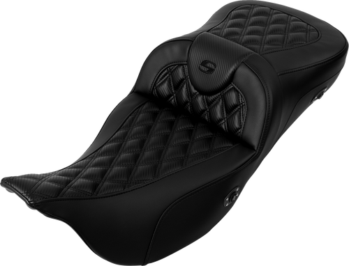 Saddlemen Roadsofa Extended Reach Seat - without Backrest - Lattice Stitch - Carbon Fiber - FL '08-'23