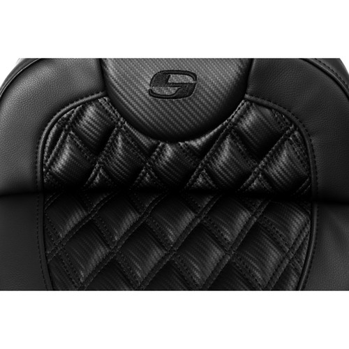 Saddlemen #808-07B-207A0 - Roadsofa™ Extended Reach Seat - without Backrest - Lattice Stitch - Carbon Fiber - FL '08-'23