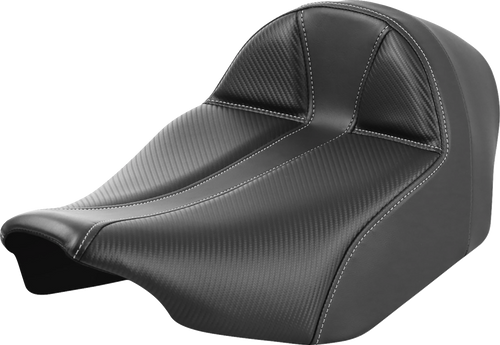Saddlemen Dominator Solo Seat - Carbon Fiber w/ Silver Stitch - Extended Reach - FLT/FLH '23-'24