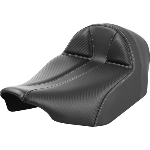 Saddlemen #823-07E-0042 - Dominator Solo Seat - Carbon Fiber w/ Silver Stitch - Extended Reach - FLT/FLH '23-'24