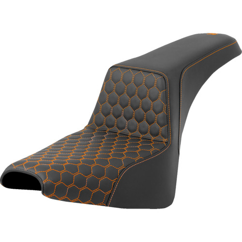 Saddlemen #818-30-17703 - Step-Up Seat - Honeycomb - Orange Stitching - FXBB/FXST '18-'24