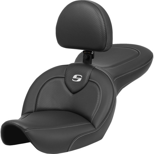 Saddlemen #896-05-185BR - Roadsofa™ Seat - with Backrest - Carbon Fiber - FXDWG '96-'03