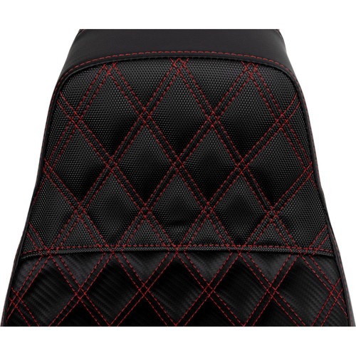 Saddlemen #SC80604RED - Pro Series SDC Performance Seat - Carbon Fiber/Lumbar Gripper - Red Stitch - Dyna '06-'17