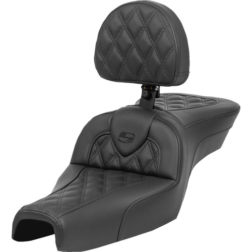 Saddlemen #807-03-182BR - Roadsofa™ Seat - with Backrest - Lattice Stitch - XL '04-'22