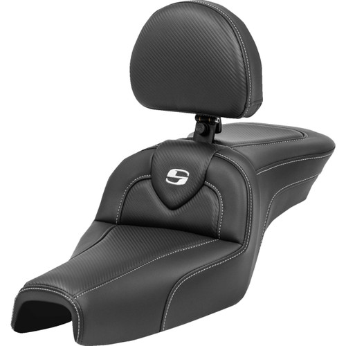 Saddlemen #807-03-185BR - Roadsofa™ Seat - with Backrest - Carbon Fiber - XL '04-'22