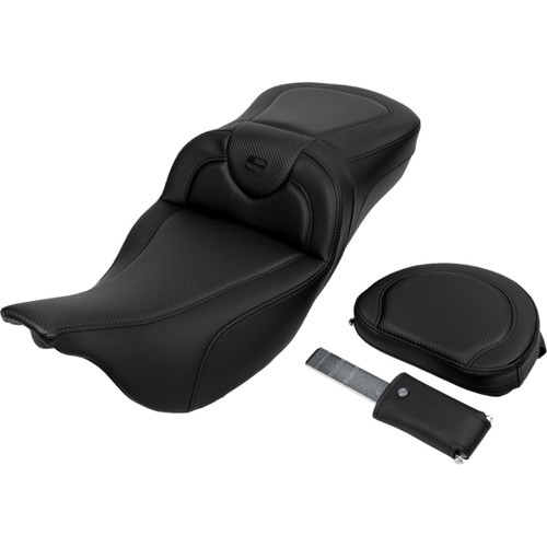 Saddlemen #808-07B-186B0 - Roadsofa™ Extended Reach Seat - Carbon Fiber - Black Stitch - Backrest - FL '08-'24