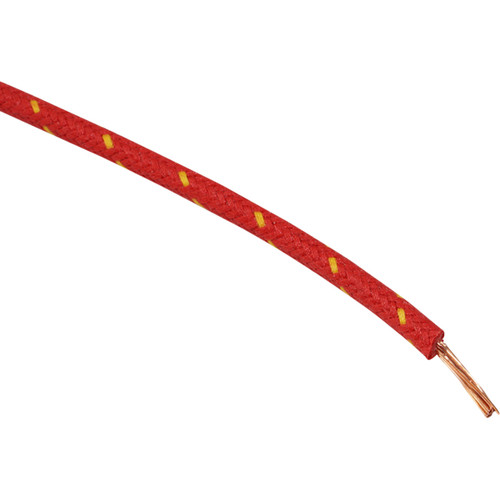 Namz #NCBW-24 - Cloth-Braided Wire - 25' Spool - 16-Gauge - Red/Yellow