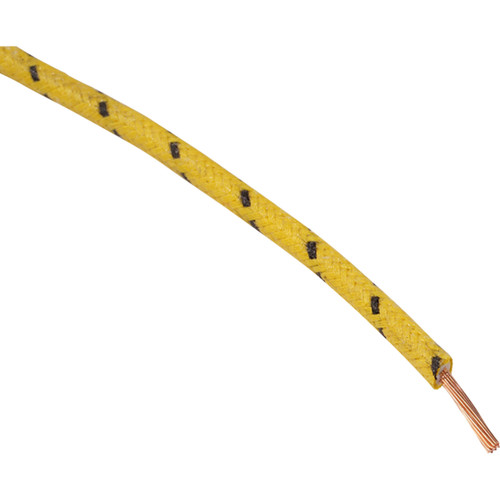 Namz #NCBW-40 - Cloth-Braided Wire - 25' Spool - 16-Gauge - Yellow/Black