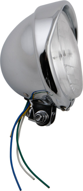 Harddrive 5.75" Headlight Bottom Mount Chrome W/ Visor