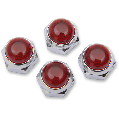 Eastern Motorcycle Parts #V-13-241 - Rocker Shaft Nuts - Chrome with Red Seals - Shovlehead | XL
