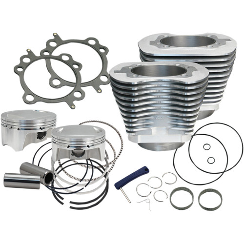 S&S Cycle #910-0642 - 4" Big Bore Bolt-In Sidewinder® Cylinder Kit - 100" - Silver