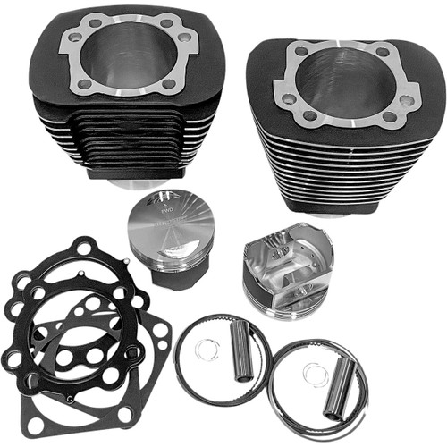 Revolution Performance, LLC #RP201-212W - Cylinder Kit - 85" - Big Bore - Black with Highlighted Fins - Evolution Big Twin