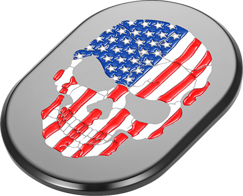 Figurati Designs Antenna Cover - Left Rear Fender - American Flag Skull - Black (#FD25-AC-BLK-LT)