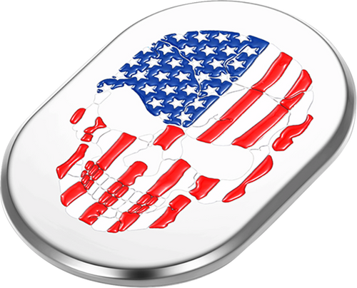 Figurati Designs Antenna Cover - Left Rear Fender - American Flag Skull - Chrome (#FD24-AC-SS-LT)
