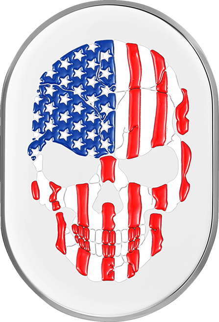 Figurati Designs Antenna Cover - Right Rear Fender - American Flag Skull - Chrome (#FD24-AC-SS-RT)