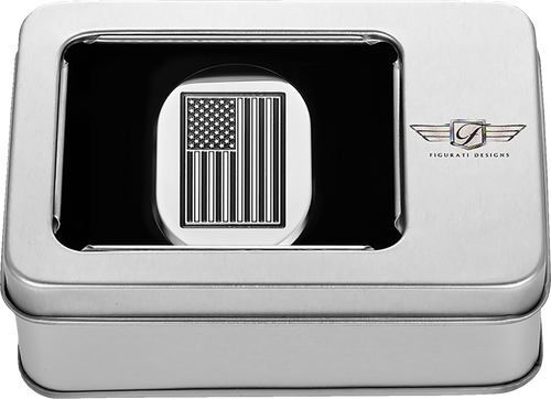 Figurati Designs Antenna Cover - Right Rear Fender - Contrast Cut American Flag - Chrome (#FD26-AC-SS-RT)