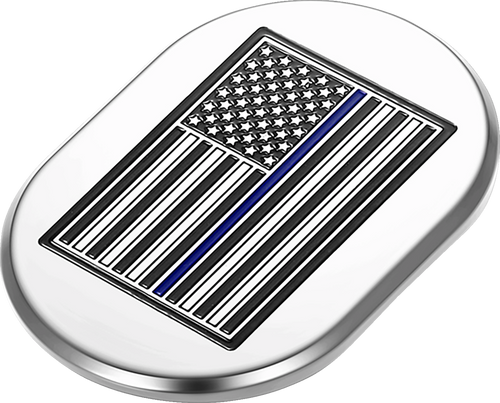 Figurati Designs Antenna Cover - Right Rear Fender - Blue Line American Flag - Chrome (#FD70-AC-SS-RT)