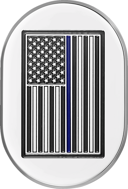 Figurati Designs Antenna Cover - Right Rear Fender - Blue Line American Flag - Chrome (#FD70-AC-SS-RT)