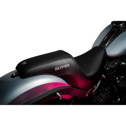 Slyfox #0802-1590 - Lowrider Drifter Seat - Gray Logo - Smooth Vinyl - Carbon Fiber - FXLR/FLSB '18-'24