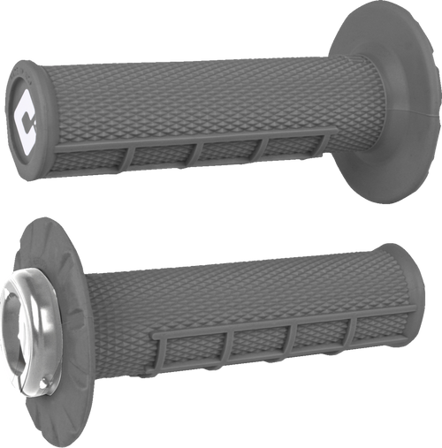 ODI #J33HWH-S  - Half Waffle v2.1 Lock-On Grip - ATV/MX - Graphite/Silver