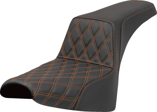 Saddlemen Step-Up Seat - Front Lattice Stitch - Orange Stitch - FXST/FXBB '18-'25