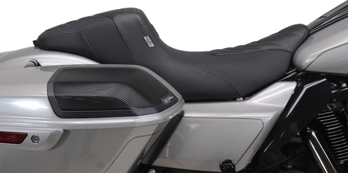 Mustang Kodlin Signature Series Squareback Seat - Black w/ Gunmetal Stitch - FLH/FLT '23-'24