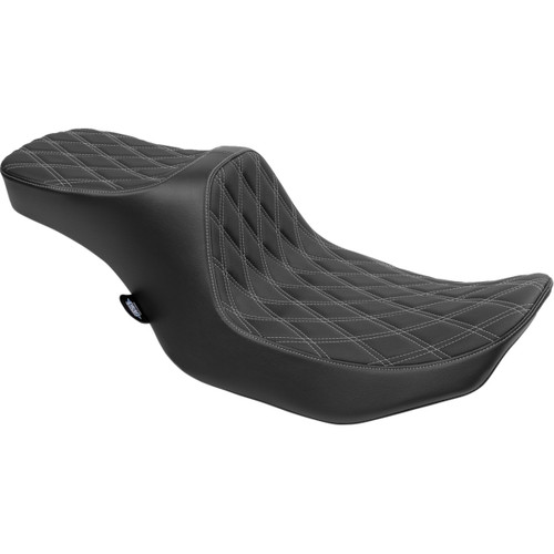 Drag Specialties Seats - Predator III 2-Up Seat - Vinyl - Double Diamond - Silver Stitching - FLT/FLH '23-'24