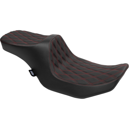 Drag Specialties Seats - Predator III 2-Up Seat - Vinyl - Double Diamond - Red Stitching - FLT/FLH '23-'24