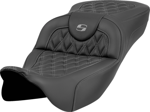 Saddlemen Roadsofa Extended Reach Seat - Lattice Stitch - Gray Stitch - without Backrest - FL '08-'23