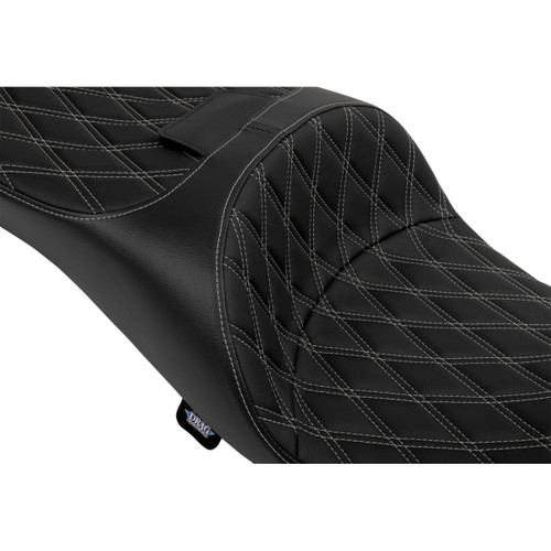 Drag Specialties Seats - Extended Reach Freedom Seat - Vinyl - Double Diamond - Silver Stitch - FLT/FLH '09-'25