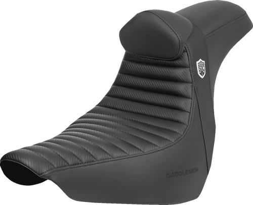 Saddlemen Pro Series SDC Performance Seat - w/ Backrest - Tuck-n-Roll/Carbon Fiber - Gripper - FLSB/FX '18-'24