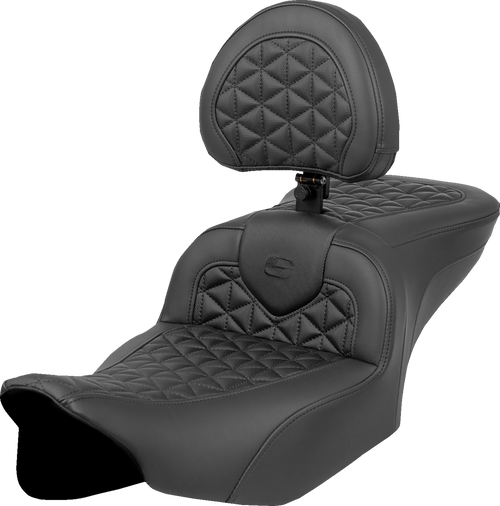 Saddlemen RoadSofa Tri Gripper Seat - Standard Reach - w/ Backrest - FLH/FLT '23-'24