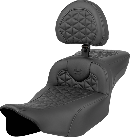 Saddlemen RoadSofa Tri Gripper Seat - Extended Reach - w/ Backrest - FLH/FLT '23-'24