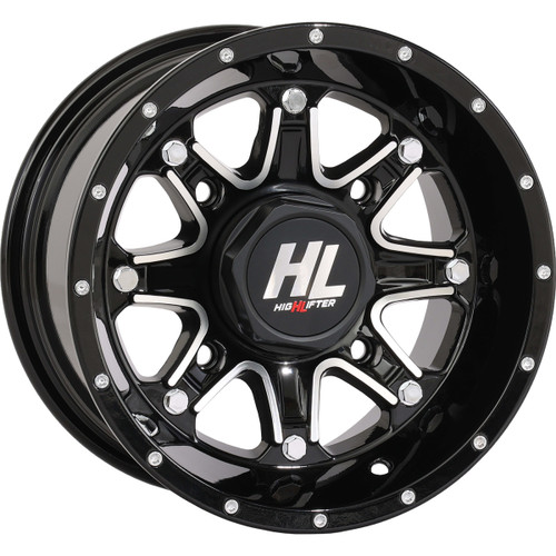 High Lifter #12HL04-1156 - Wheel - HL4 - Front/Rear - Gloss Black w/Machined - 12x7 - 4/156 - 4+3 (+10 mm)