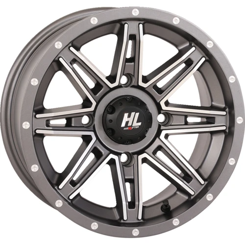 High Lifter #14HL22-1856 - Wheel - HL22 - Front/Rear - Gun Metal Gray w/Machined - 14x7 - 4/156 - 4+3 (+10 mm)