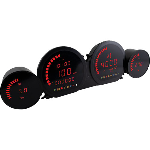 Koso North America #BA064921 - HD-03L - Four-Piece LED Gauge Kit - Red Display