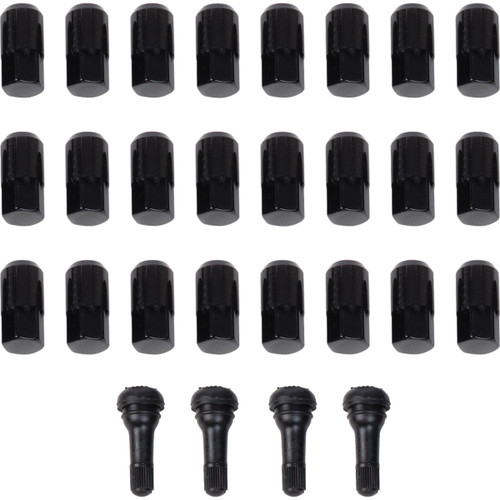 Moose Offroad - Lug Nuts with Valve Stems - 12 mm x 1.50 - Black - Tapered - 24 Pack