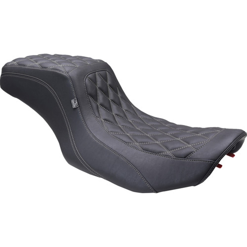 Mustang #88415GM - One Piece 2-Up Squareback Seat - Double Diamond - Gunmetal Stitch - FLH/FLT '23-'25
