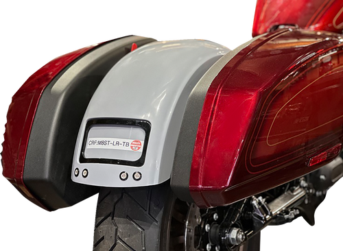 Bagger Nation #CRF-M8ST-LR-TB-B - The Fix Rear Fender - Black Frame Plate - Thunder Bolts - M8 Softail