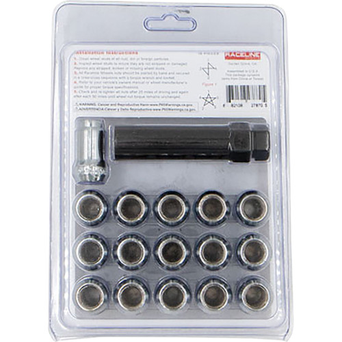 Raceline Wheels #RLUG-CS120C - Lug Nuts - Spline Socket - 1/2"-20 - with Spline Key - Chrome - 16 Pack