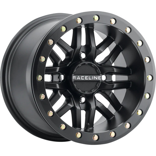 Raceline Wheels #A91B-57037-52 - Wheel - Ryno - Beadlock - Front/Rear - Black/with Black Ring - 15x7 - 4/137 - 5+2