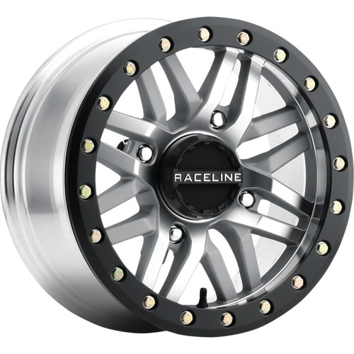 Raceline Wheels #A91MA-57056+10 - Wheel - Ryno - Beadlock - Front/Rear - Machined/with Black Ring - 15x7 - 4/156 - 5+2 (+10 mm)