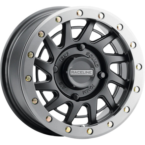 Raceline Wheels #A12BG-57037+38 - Wheel - Squad - Front/Rear - Black/with Gun Metal Gray Ring - 15x7 - 4/137 - 6+1 (+38 mm)