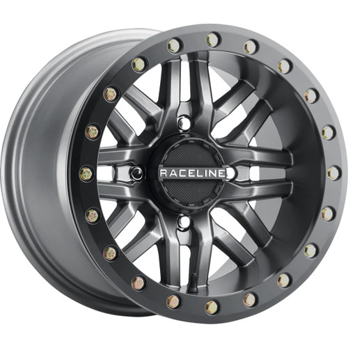Raceline Wheels #A91G-51056-55 - Wheel - Ryno - Beadlock - Rear - Gun Metal Gray/with Black Ring - 15x10 - 4/156 - 5+5