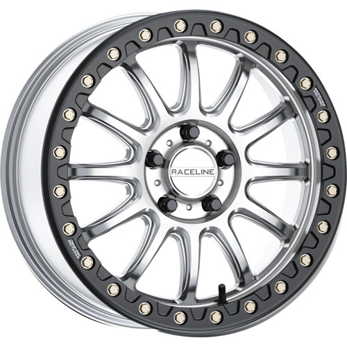 Raceline Wheels #A14SB-77037+25 - Wheel - Alpha - Front/Rear - Hyper Silver/with Black Ring - 17x7 - 4/137 - +25 mm